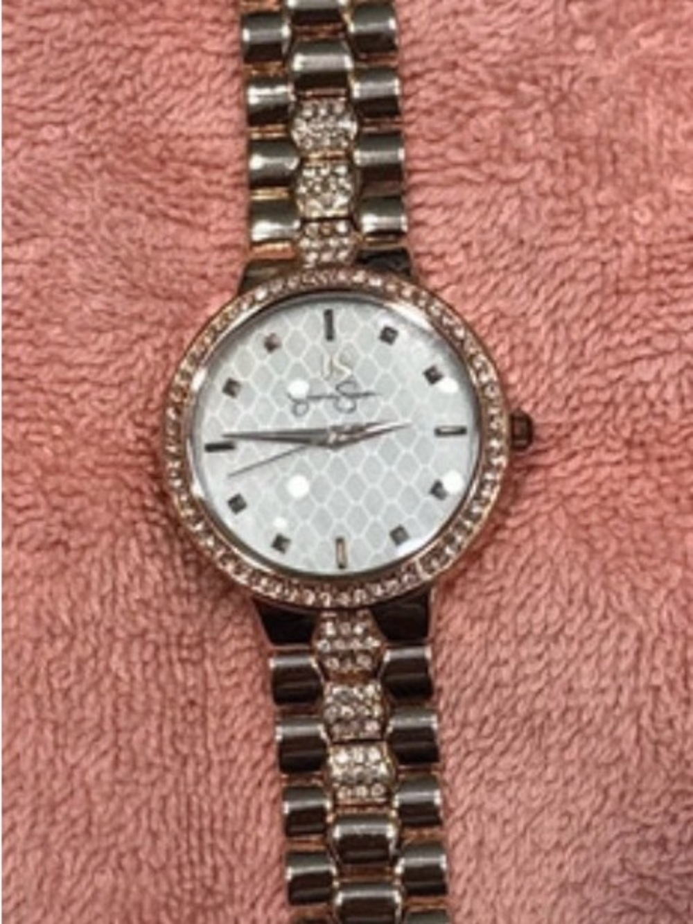 Jessica Simpson Two-Tone Crystal Accent Bracelet Watch